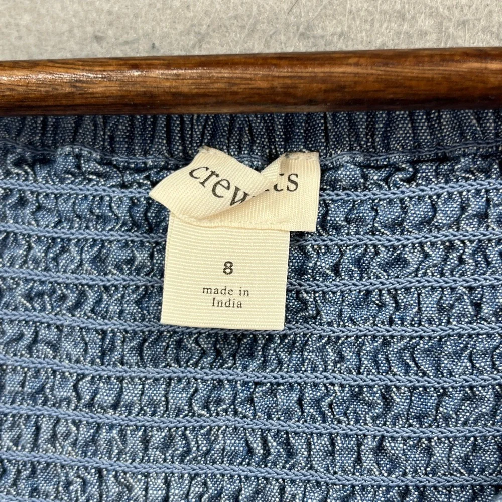 Crewcuts Chambray Dress Girls 8 Blue Smocked Long Sleeve School Preppy Cottage